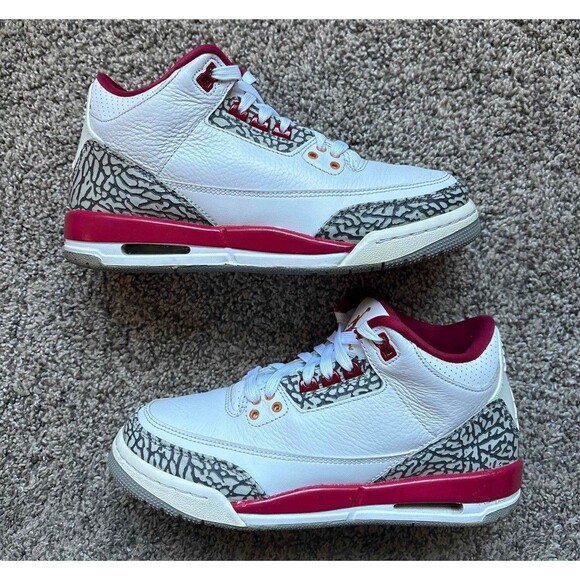 Nike Air Jordan 3 Retro Cardinal Red Size 6.5 Youth (Size 8 Women's) - Picture 1 of 7